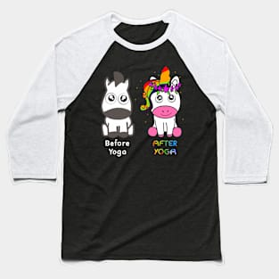 Cute Before And After Yoga Unicorn - Cute Unicorn Yoga Gift Baseball T-Shirt